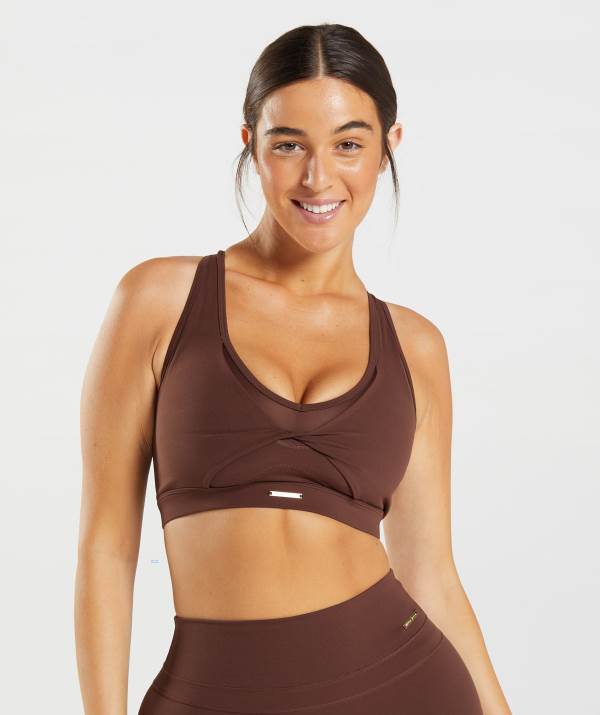 Damske Športové Podprsenky Gymshark Whitney Mesh Hnede | ZA0398427